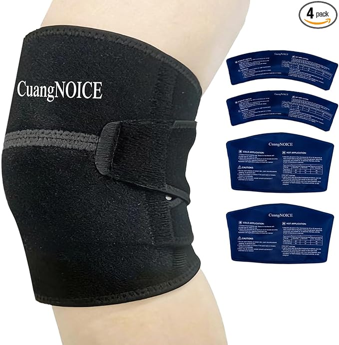 Knee Ice Pack Wrap with Replacement Gel, Reusable Hot & Cold Compression Wrap for Pain Relief from Arthritis, Meniscus Tear, Sprains & Bursitis