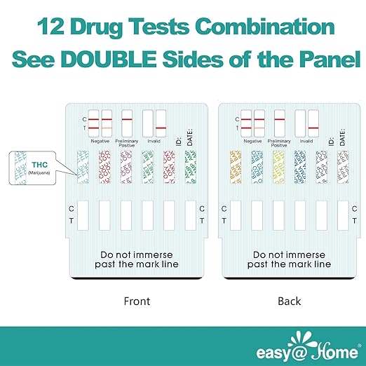 Easy@Home 12 Panel Instant Drug Test Kits - Testing Marijuana (THC),COC, OPI 2000, AMP,BAR,BZO,MDMA,MET/mAMP, MTD, OXY,PCP,PPX- EDOAP-1124-5 Pack FSA or HSA Eligible