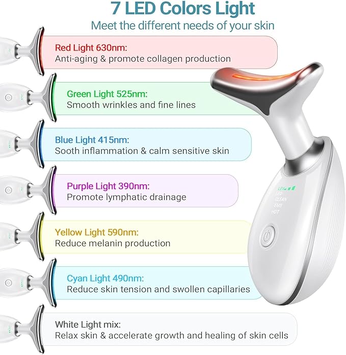 Based Face Beauty Device, Multifunctional Facial Massager, 7 Color Portable Face Massager Tool for Skin Care