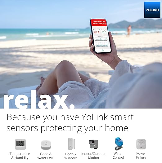YoLink Smart Outdoor Temperature & Humidity Sensor, Hygrometer, Thermometer, 1000' Long Range, 2+ Years Battery Life, App Alerts, Text/SMS, Email Alerts, Alexa, IFTTT Integration. Hub Included!