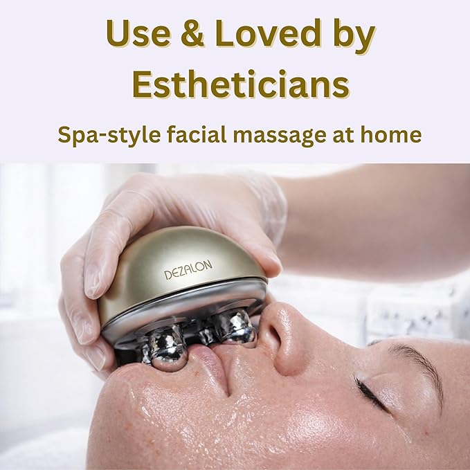 Microcurrent Facial Device, Face Massager Tool, Eye and Neck Massager, Face Roller, Beauty Tools for Relaxing Facial Massage and Skin Care Routine, Gold Color