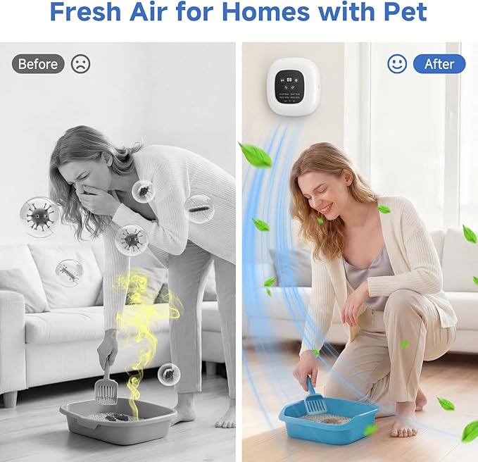 Air Purifier Ozone & Negative Ion 99% Odor Eliminator for Pet,Cat Litter Deodorizer,Dog Poop Odor Removal | Plug-In Air Ionizer Ozone Generator Air Purifier for Home, Pets, Cars,Bedroom-White