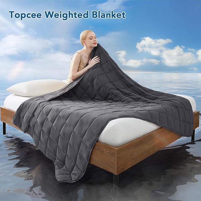 Topcee Weighted Blanket (25lbs 88"x104" Cal King Size) Soft Cooling Heavy Blanket Sleeping, Apply to 240-260 lbs Body, Thick Breathable Blanket with Glass Bead, Easy Care