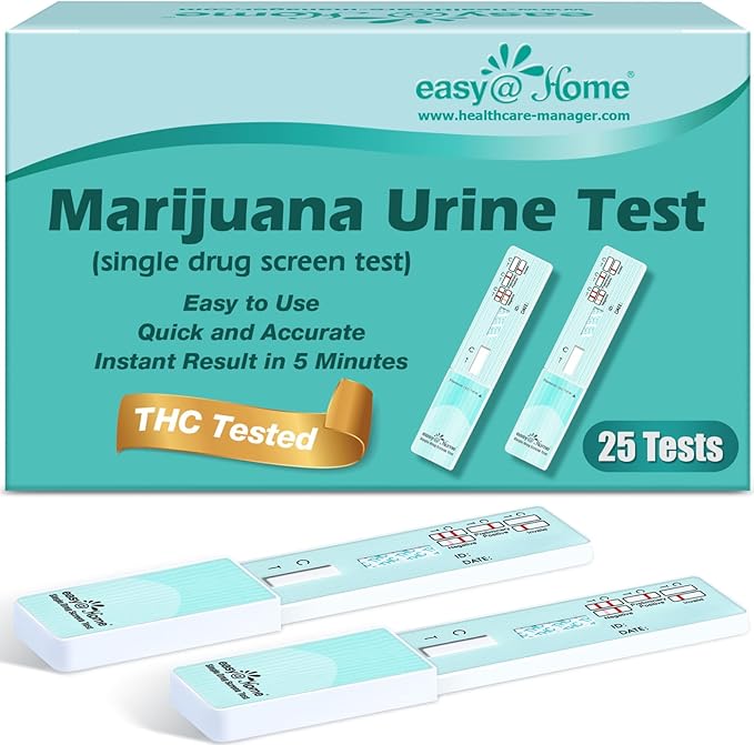 Easy@Home Marijuana Urine Drug Test Kit [25 Pack] - THC Tests for Home Use, Weed Detox Testing Kits with 50 ng/ml Cutoff Level, #EDTH-114
