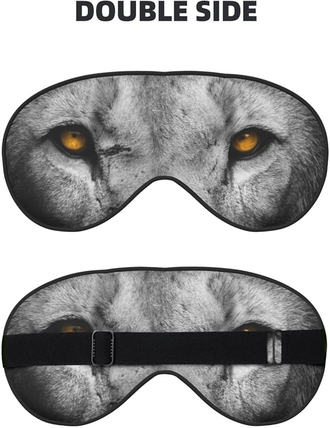 Golden Eyes Lion Face Sleep Mask Eye Mask with Adjustable Strap Eye Sleep Shade Cover Blocks Light for Women Men Airplane Travel Nap