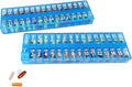 Twice-a-Day Monthly Pill Box Planner Set - AM & PM Medication Organizer for 31 Days! Set Contains 2 Organizers for One Month. (Blue - 31 Day AM/PM -1 Pack)