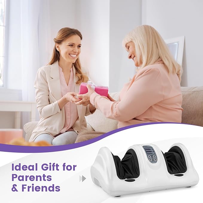 Giantex Shiatsu Foot Massager Machine for Feet, Leg Calf Ankle, Relieve Pain, Spa Gift Deep Kneading Rolling Massage, Electric Shiatsu Feet Massager w/Remote, 4 Modes, White
