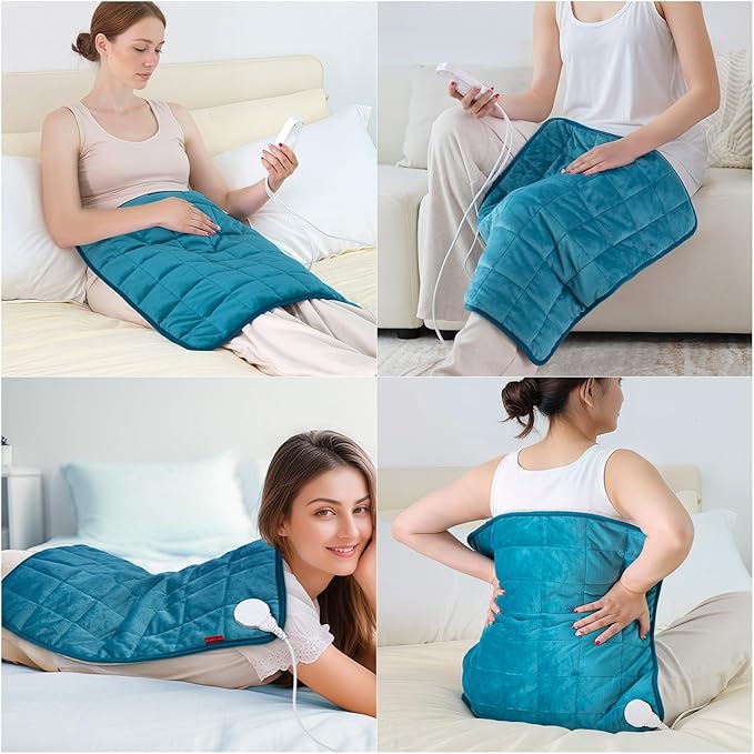 Comfytemp Weighted Heating Pad for Back & Period, 20"x24" Extra Large Electric Heat Pad, Birthday Gifts for Women Men Mom Dad & Mother Day Gift, 2.4 lb Heated Pad for Neck Shoulder Leg, 2H Auto-Off