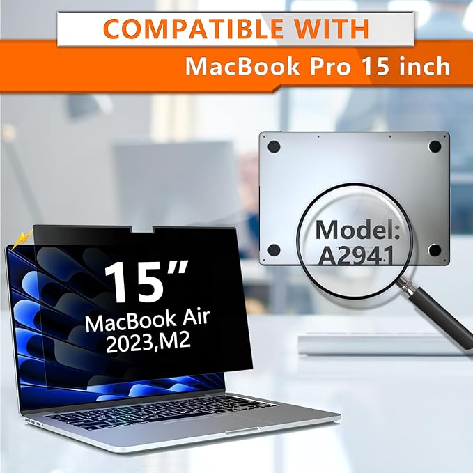 ZOEGAA Privacy Screen for MacBook Air 15 Inch 2023 (M2, A2941), Magnetic Removable Anti Blue Light Filter Compatible With Apple 2023 MacBook Air Laptop with M2 chip: 15.3-inch Liquid Retina Display