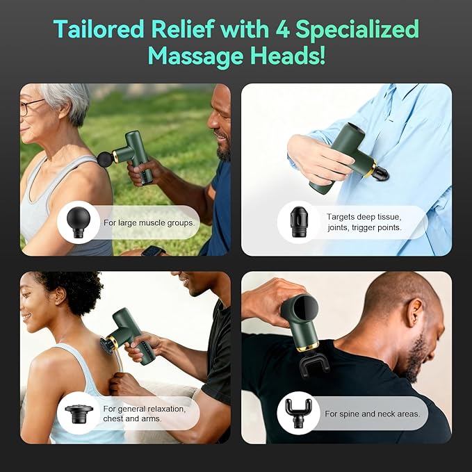 Mini Massage Gun Pocket-Sized Massage Gun Deep Tissue Quiet, Portable Percussion Muscle Travel Massager Gun,Back/Neck Massager for Pain Relief Deep Tissue(Green)