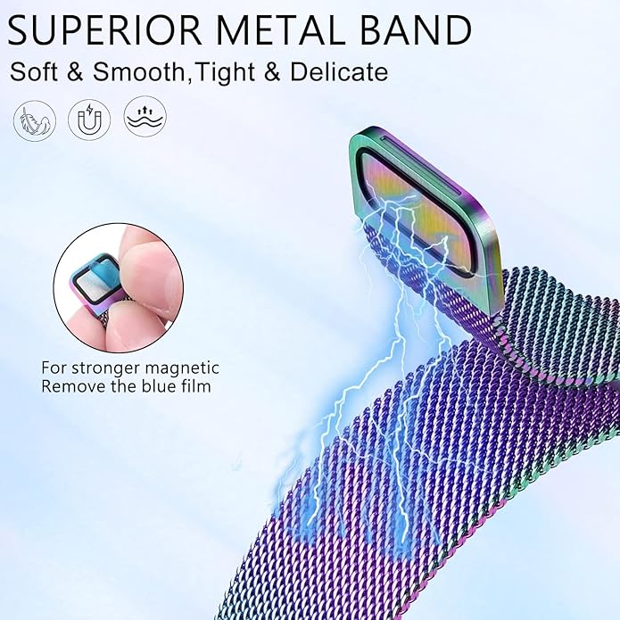 surundo Compatible with Fitbit Charge 6/Charge 5 Bands for Wmen Men, Metal Mesh Milanese Loop Adjustable Strap Replacement for Fitbit Charge 6/Charge 5 Advanced Fitness & Health Trackers