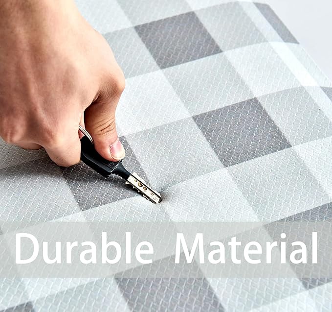 Anti Fatigue Kitchen Rugs Farmhouse Kitchen Mats for Floor,Cushioned Non-Slip Waterproof Ergonomic Comfort Rug Standing Mat for Kitchen,Floor,Home,Office,Sink,Laundry,Plaid Grey,17.3"x47.2"