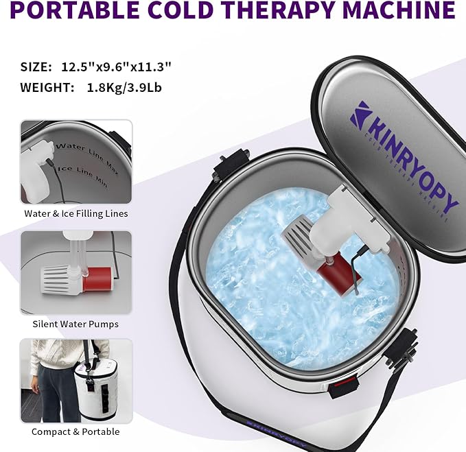 Cold Therapy Machine with Programmable Timer, Portable Ice Machine for Knee After Surgery, Knee Replacement Recovery System, Cryotherapy Pain Relief w/Compression Pad for,Shoulder, Hip and Ankle