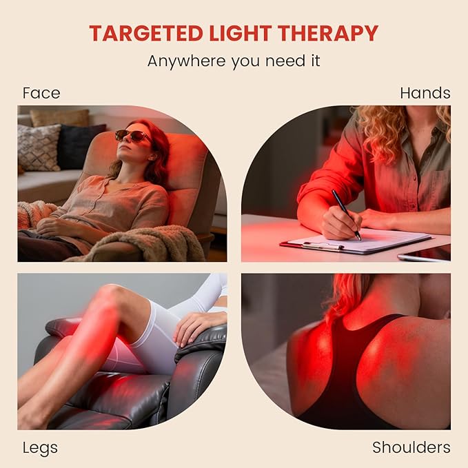 Red Light Therapy for Face and Body Use, 660nm Red and 850nm Near Infrared Red Light Therapy Lamp with Clip and Angle Adjustable, Small and Portable, Suitable for Home or Travel Use, Black