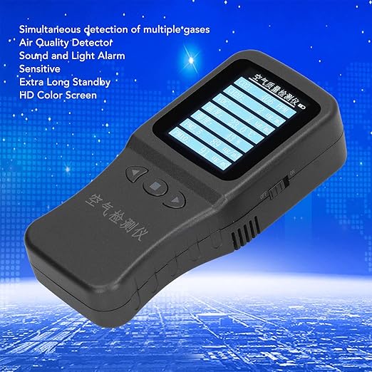 7 in 1 Air Quality Monitor Handheld Temperature Humidity PM2.5 PM10 VOC CH2O CO2 Detector with Back Bracket 3.7V Battery for Gas Transmission Chemical Paint Shop Refueling Station