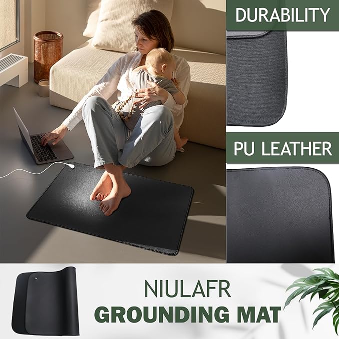 Grounding Mat,35.4x23.6 inches,Reconnect to The Earth EMF Recovery,for Foot Therapy, Universal Grounding Sleep Mat, Grounding Yoga Mat,Improve Energy,Sleep Assist and Helps with Anxiety Black