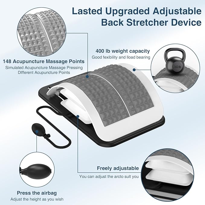 Back Stretcher for Lower Back Pain Relief,Adjustable Inversion Lumbar Traction Device,Lumbar Support Board for Spinal Decompression and Scoliosis,Back Support Sciatica Pain Relief