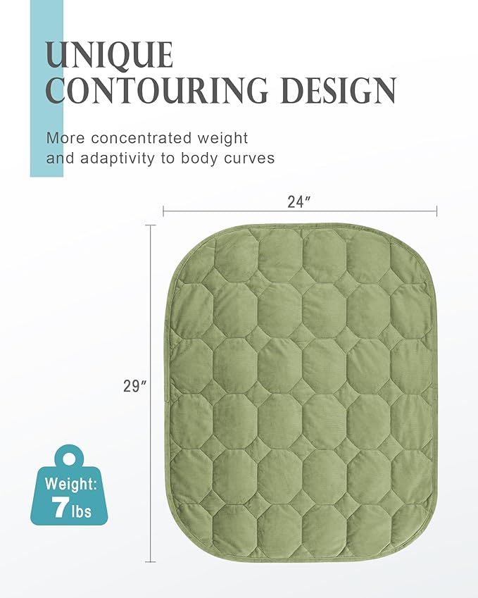 Cottonblue Weighted Lap Blanket Pad 7 lbs 29" x 24", Cozy Luxury Crystal Velvet Weighted Blanket for Adults, Small Weighted Blanket Throw All Season for Travel Relaxation Sleeping, Avocado Green