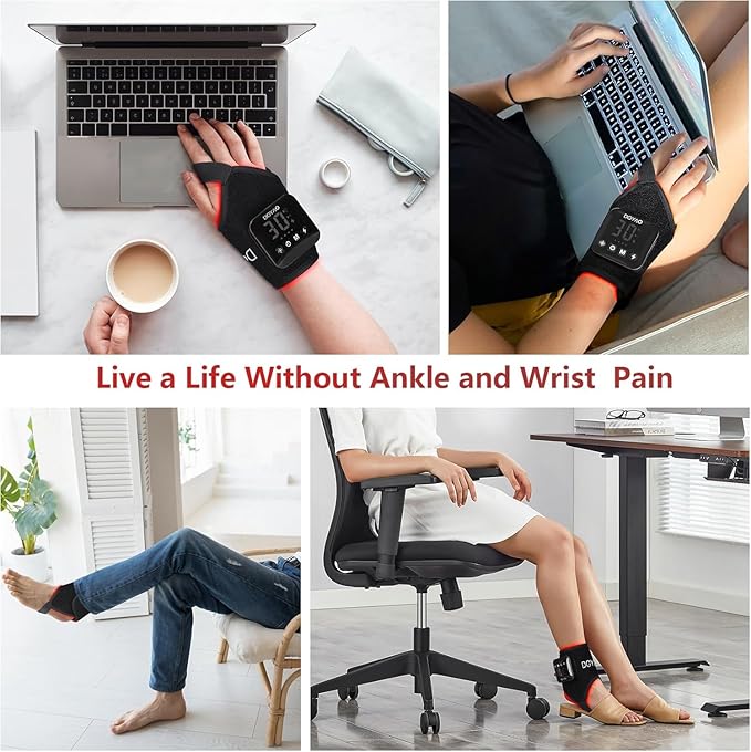 4000mAh Cordless Red Light Therapy for Ankle, Portable Infrared Light Therapy for Wrists Light with 660nm & 850nm NIR Light, Red Light Wrap for Ankle Relaxation 14.2'' x 6.3''（2 Pack