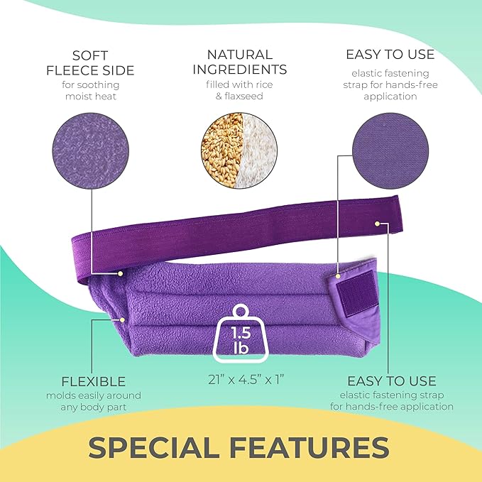 Microwavable Heating Pads for Lower Back and Menstrual Cramps - Moist Microwave Heating Pads for Muscles and Joints - Natural Microwave Hot Packs Heat Pads for Lower Back Pain - 3 Packs Purple