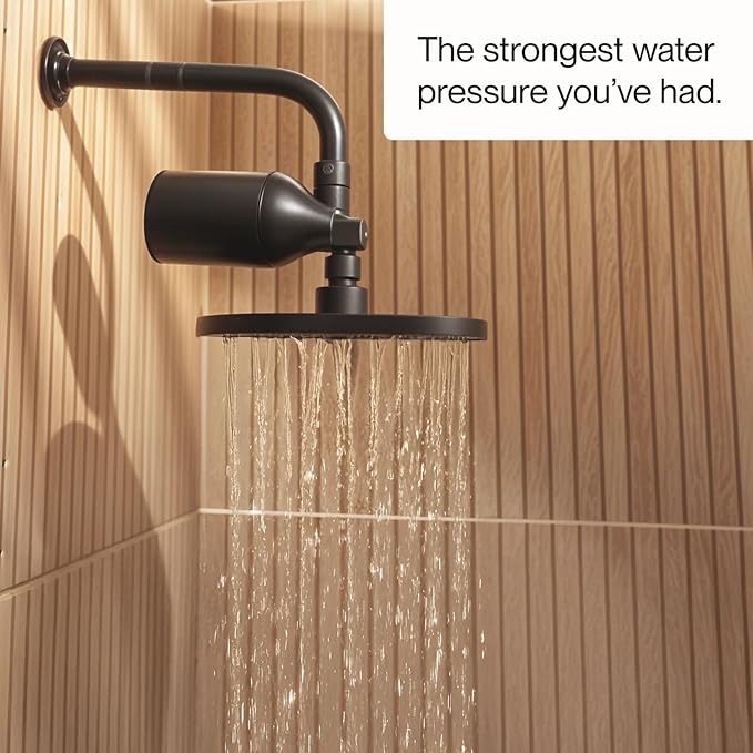 Afina Shower Filter For Hard Water - Removes 99% Chlorine, Harmful Substances & Heavy Metals - Improves your Skin & Hair (Black)