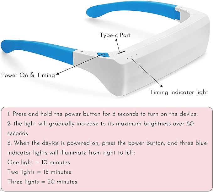 Red Light Therapy Glasses 670nm – UV-Free Wearable Light for Eye Comfort, Visual Wellness & Relaxation – Rechargeable, Adjustable Timers, Gentle Non-Invasive Red LED Glasses