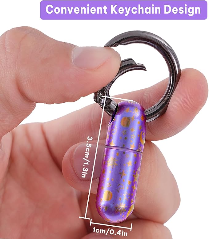 Titanium Keychain Pill Holder,Waterproof Mini Pill Case,Portable Small Pill Container for Travel,Purse,Pocket(Strary Sky)