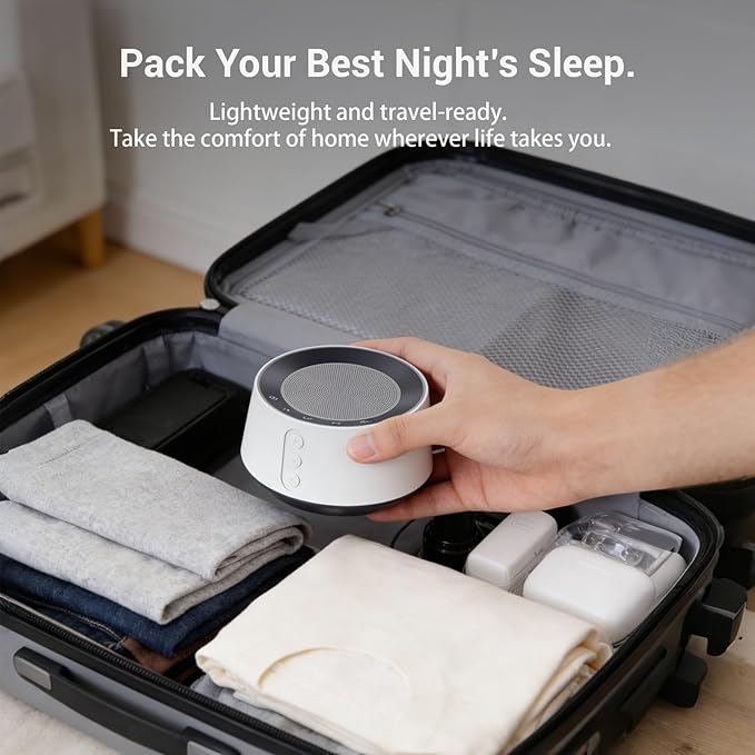BGOVERSS White Noise Sound Machine with 20 Soothing Sounds, 10 Colors Night Light Sleep Machines Home Office Travel, 5 Timers and Memory Feature Sound Machine for Nursery Baby Kids Adults (White)