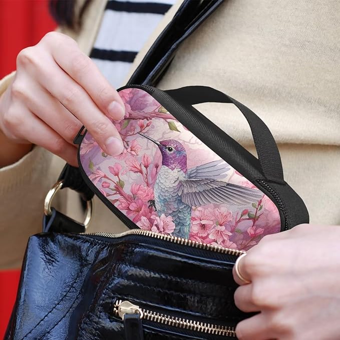 Hummingbird Cherry Blossom Insulin Cooler Travel Case Diabetic Medicine Carrying Bag Large Capacity Insulated Organizer Medication Cooler Bag for Insulin Pens and Diabetes