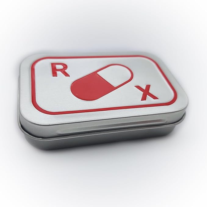 Travel Pill Tin - Quality Portable Medication Storage Solution Embossed Tin Design with Silicone Divider Insert