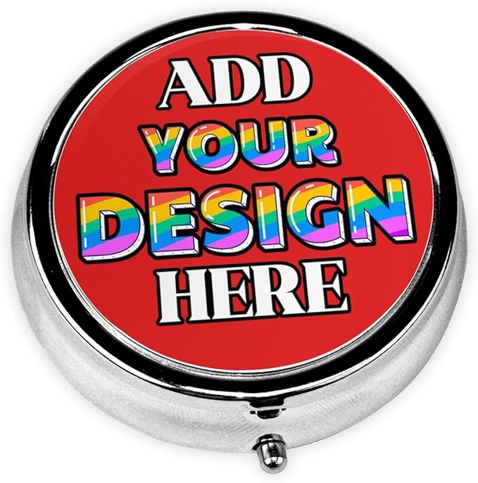 Custom Pill Box, Medicine Pill Organizer Case Container Travel Pill Holder Vitamin for Purse Med Wallet Portable Mini Pastillero Round, Red, Personalized Gifts