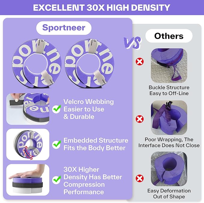 Foam Aquatic Cuffs Exercise Equipment: Sportneer Water Aerobics Float Ring with Adjustable Webbing Pool Exercise Workout Set Water Ankle Ring