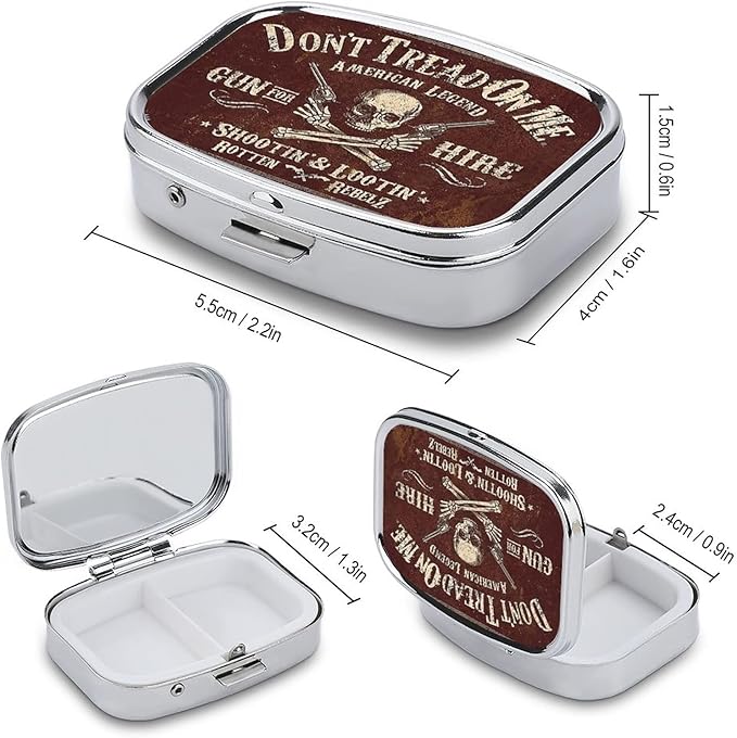 Metal 2 Compartment Pill Organizer Travel Friendly Portable Compact Pill Box Cute Pill Case,for Pocket Wallets Daily Portable Medicine Vitamin Tablet Storage , samll, 20220813.0 Ounce