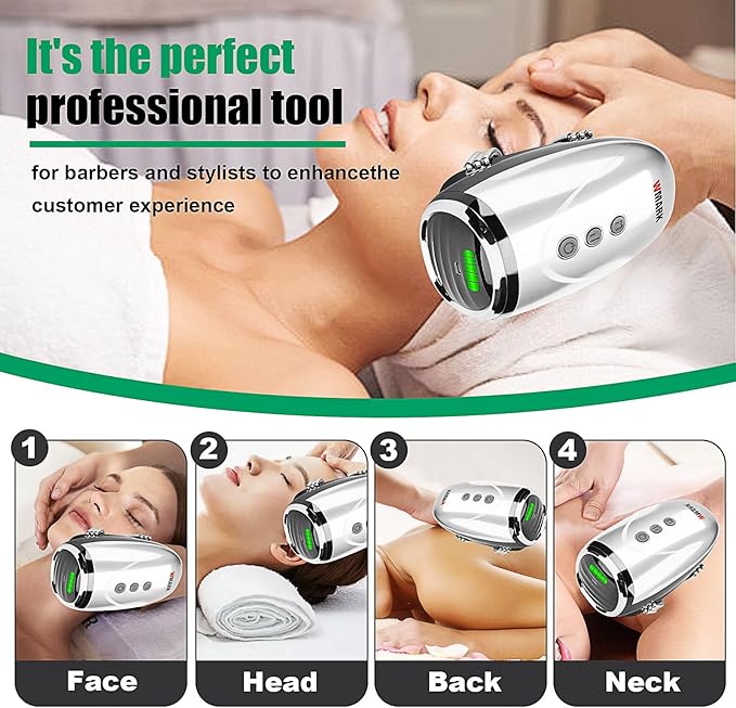 WMARK Barber Massager/Cordless HandheldMassager, Charge Neck/Legs/Hand/FaceMassager, 2 Massage Nodes 2600AMH,Silver