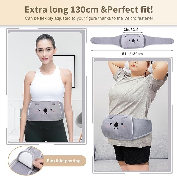 Hot Water Bag, Hot Water Bottle wtih Cover, 2L Rubber Warm Hot Water Bottles Pouch with 130cm Long Soft Waist Cover for Neck, Shoulder, Back, Hand, Legs and Period Pain Relief