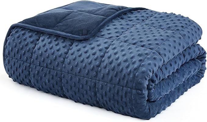 L'AGRATY Weighted Blanket for Adult - 80"x87" 20lbs Minky Dots Heavy Blanket with Glass Beads Soft Breathable for All-Season Summer Fall Winter Thick Comfort for Sleeping