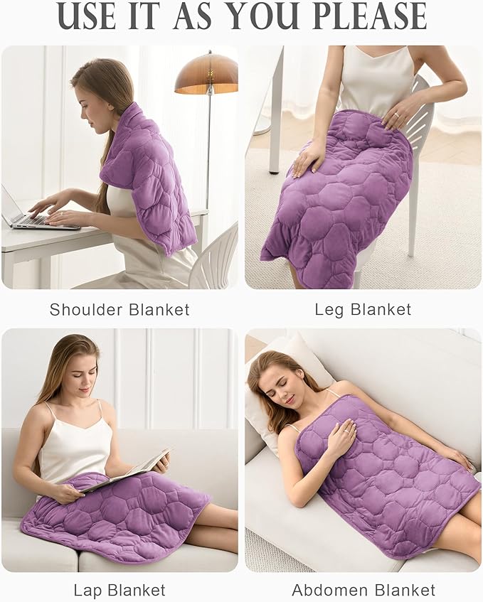Cottonblue Weighted Lap Blanket Pad 7 lbs 29" x 24", Cozy Luxury Crystal Velvet Weighted Blanket for Adults, Small Weighted Blanket Throw All Season for Travel Relaxation Sleeping, Purple Blanket
