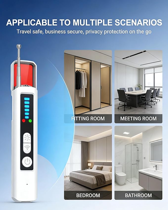 AI Hidden Camera Detector, AI-Powered Anti Spy Device,GPS Trackers & Listening Devices,Portable Wireless Hidden Cameras Scanner for Hotels,Travel & Home,6 Sensitivity Levels & 4 Detection Modes
