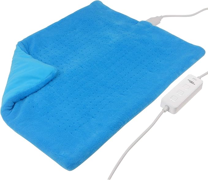Weighted Heating Pad Fast-Heating Technology for Back/Waist/Abdomen/Shoulder/Neck Pain and Cramps Relief - Moist and Dry Heat Therapy with Auto-Off Hot Heated Pad by GOQOTOMO (19*24", Blue)