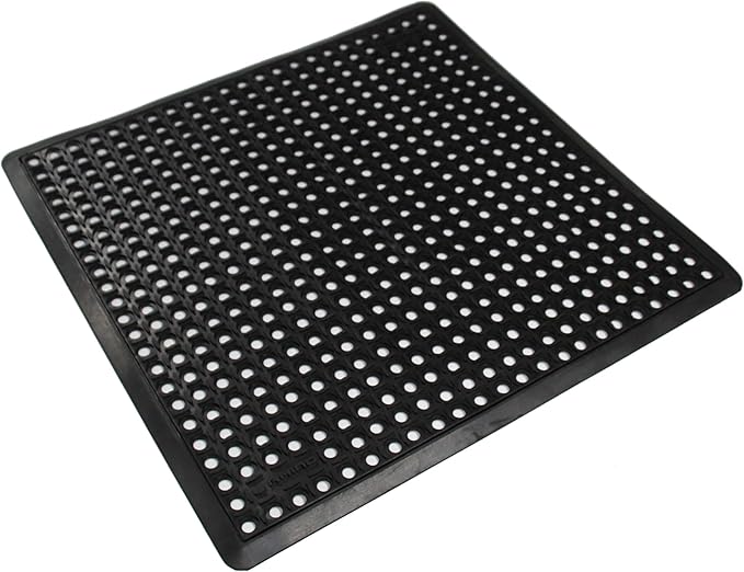 Rhino Mats, B-Series Anti-Fatigue Drain-Thru, Grease Resistant, Non-Slip Drainage Floor Mat for Restaurant, Kitchen, Pool, Car Wash, Lab, Gyms, Workplace, Docks or Anywhere (Black, 3' x 3' x 3/4")