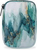 Abstract Teal Marble Travel Pill Organizer Box Weekly Portable Pill Case Daily Pills 7 Day Small Birth Control Pills Container Removable Compartments for Medicine Vitamins Fish Oil
