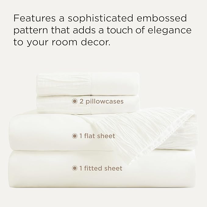 Bedsure King Size Sheets Set - 4 Pieces Soft King Sheets - Breathable & Cooling - Hotel Luxury - Easy Care Polyester Microfiber Bedding for Women, Men, Ivory