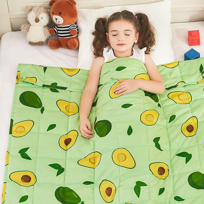 yescool Weighted Blanket 5 Pounds Cooling Weighted Lap Blanket, Green Avocados Heavy Blanket for Sleeping, Breathable Weighted Throw Blanket Gifts for 40-60lbs, 36"x48"