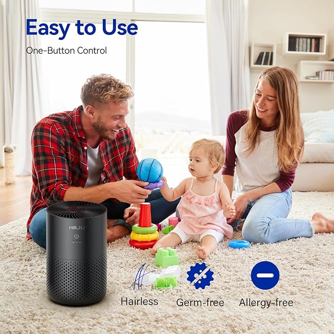 Air Purifiers for Home Bedroom,KQLKJ H13 True HEPA Air Purifier with Fragrance Sponge for Better Sleep, Pollen, Smoke, Dusts, Pets Dander, Odor, Small Air purifier for Office,Dorm Room(Black)
