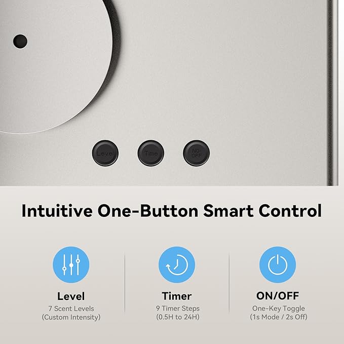 2026 Smart Waterless Diffuser, 2000 Sq.Ft Cold Air Scent Machine with Clock & Environmental Display | 7 Fragrance Levels, 9 Timer Settings, Hotel Collection Diffuser for Home & Large Rooms (Silver)