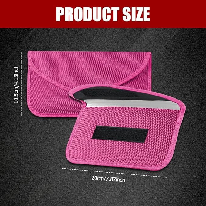 2PCS Faraday Bags for Car Key and Cell Phone, Signal Blocking Bag, Faraday Key Fob Protector, Universal Cell Phone Privacy Card Protection Car Accessories for Anti-Thefting (Rose)