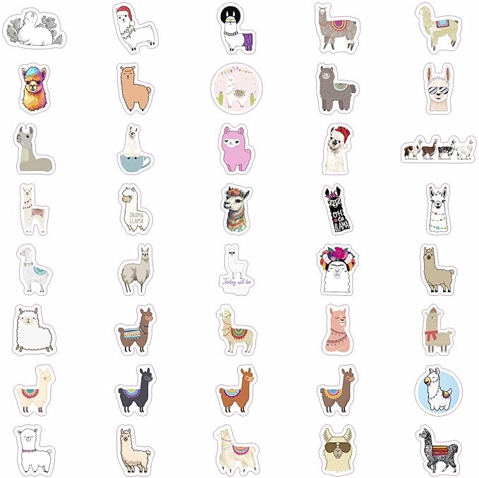BulbaCraft 100Pcs Llama Stickers for Water Bottles & Laptop Decals - Llama Party Supplies, Gifts for Women & Men