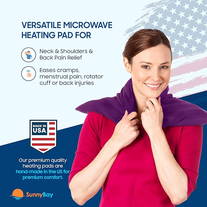SunnyBay Extra Large Microwave Heating Pad, Microwavable Heavy Weighted Full Body Moist Hot Pack and Washable Fleece Cover, 10x24 Inches, 2.8 lbs, Purple