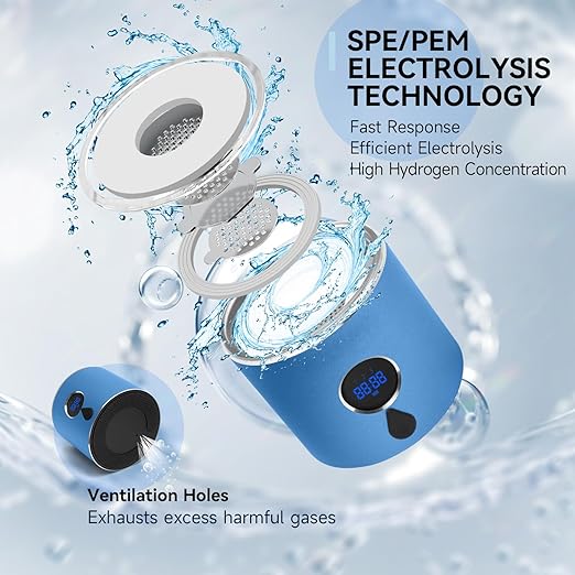 Hydrogen Water Bottle with Three Modes Produces 5000 PPB of Hydrogen Water in 8 Minutes,Made of Aluminium and Glass,with Colorful Light,Rechargeable for Travelling,Office,Home