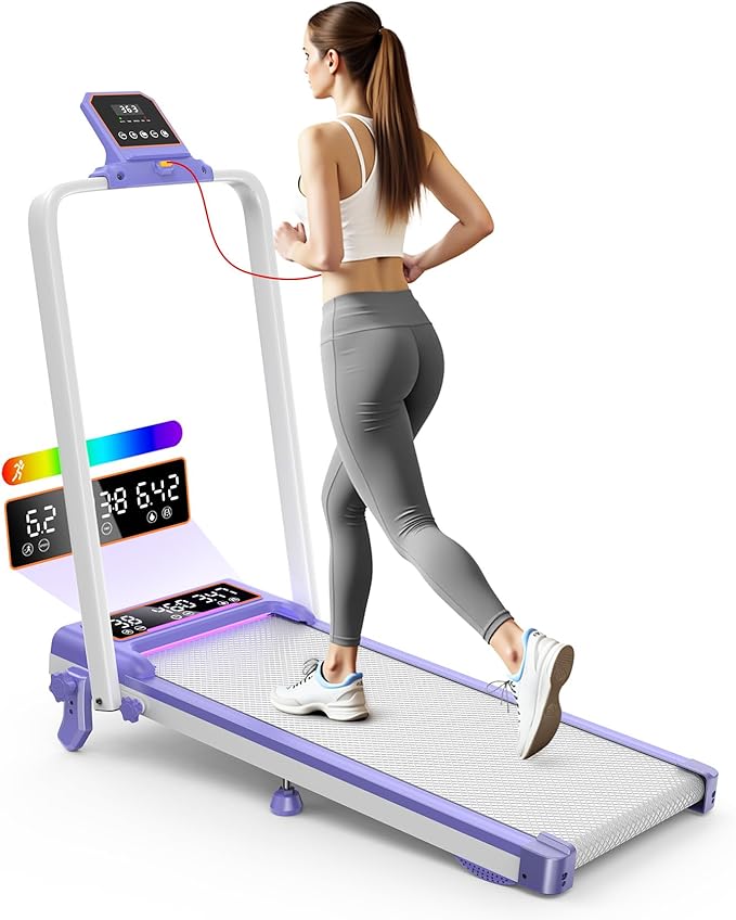 Foldable Treadmill with 10% Incline, 3.5HP Low Noise Walking Pad Treadmill with Handle Bar, Rayspace 4 in 1 Portable Under Desk Treadmills for Home/Office, 350 Lbs Capacity, APP & Remote Control
